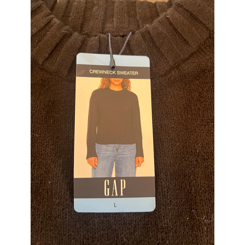 Gap Womens Crewneck Sweater Black Long Sleeve Ribbed Knit Pullover Large NWT - Picture 3 of 5
